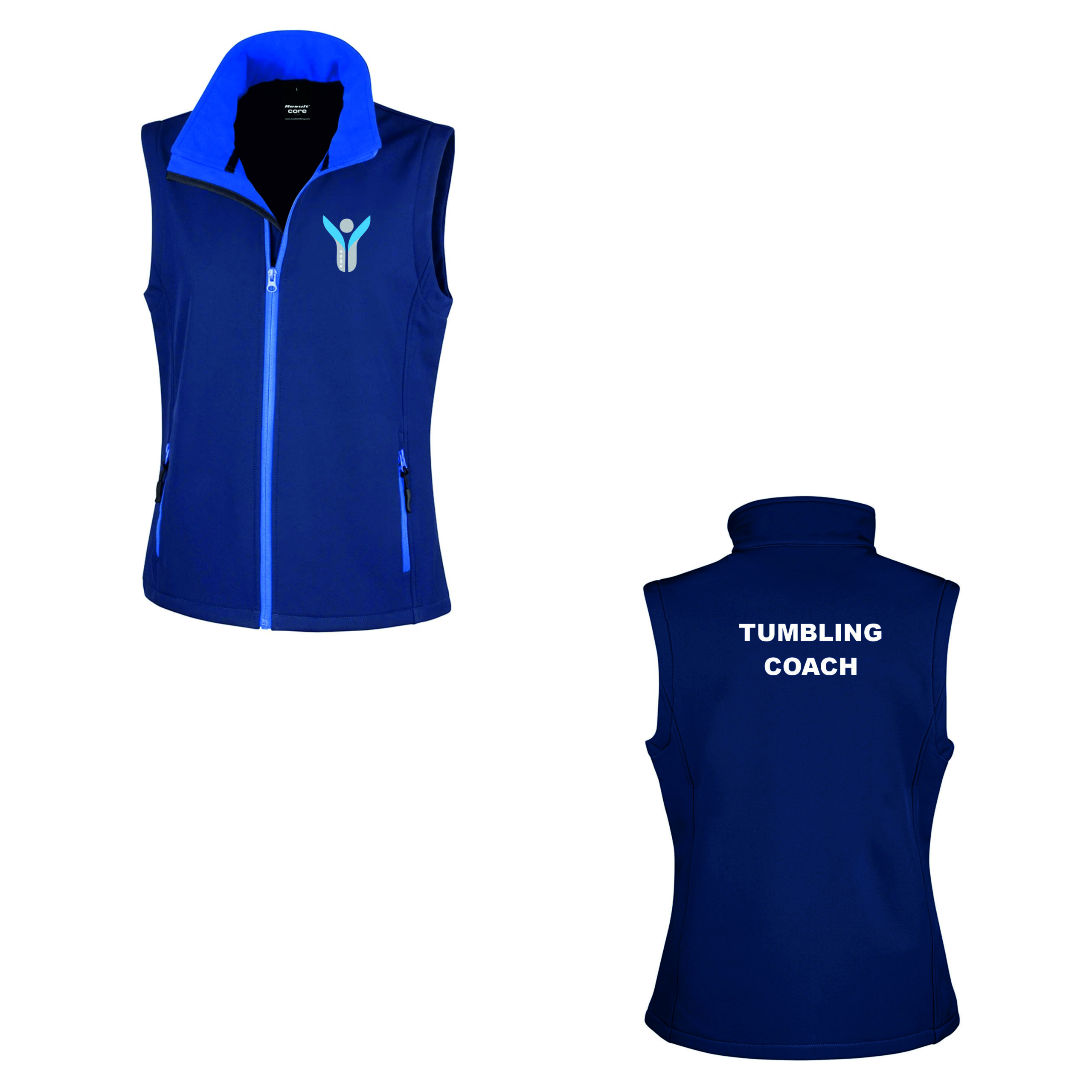 Ladies Tumbling Coach Softshell Gilet- Navy/Royal